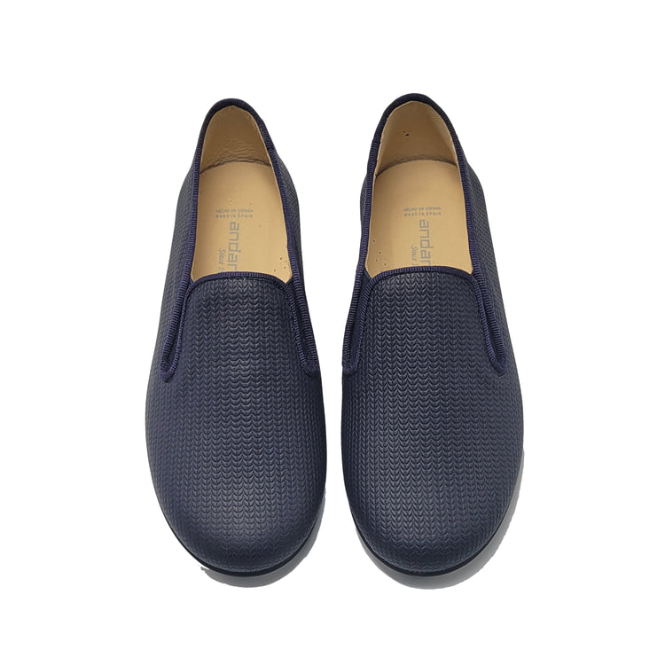 Andanines Navy Geometric Smoking Slip On 182447