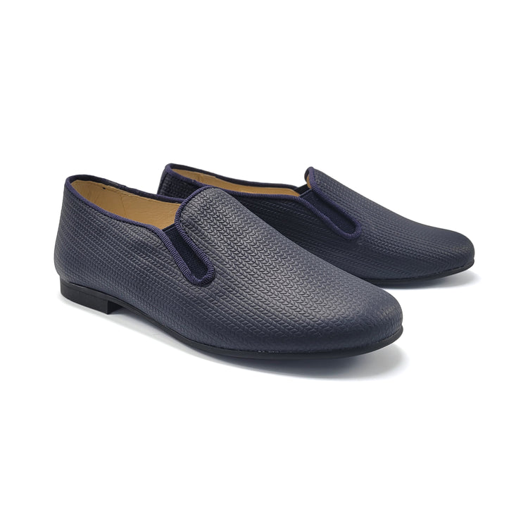 Andanines Navy Geometric Smoking Slip On 182447