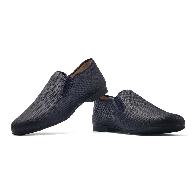 Andanines Navy Geometric Smoking Slip On 182447