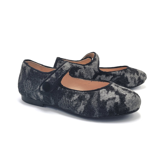 Brunellis Black Grey Wool Mary Jane S-21