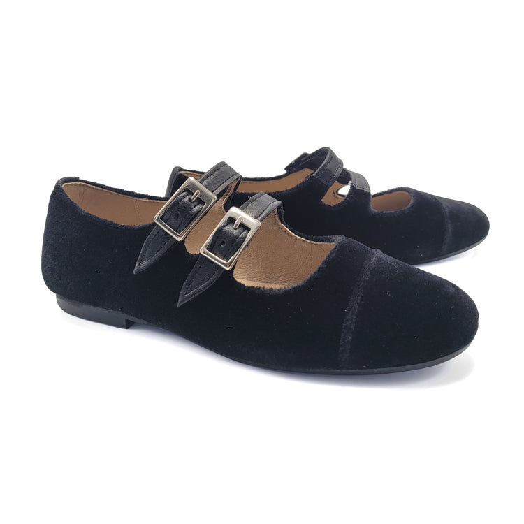 Maria Catalan Black Velvet 2 Buckle Mary Jane 705705