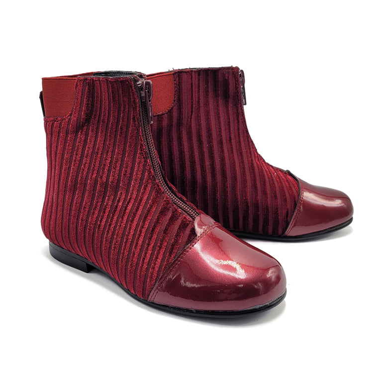 Geppettos Burgundy Striped Front Zip Bootie 136722F