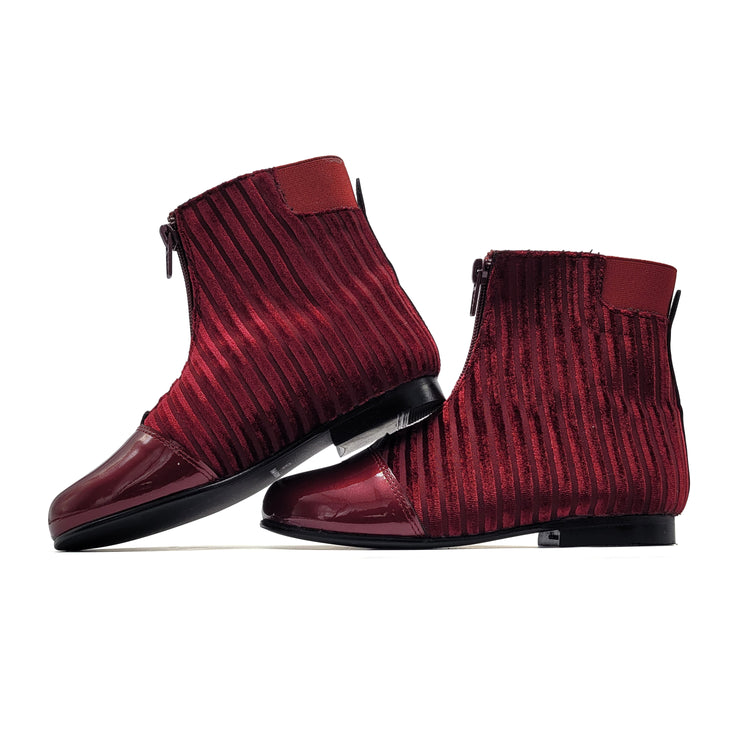 Geppettos Burgundy Striped Front Zip Bootie 136722F