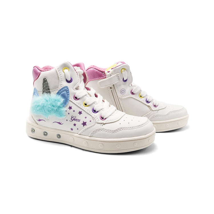 Geox White Multicolor Light Up High Top Sneaker J368