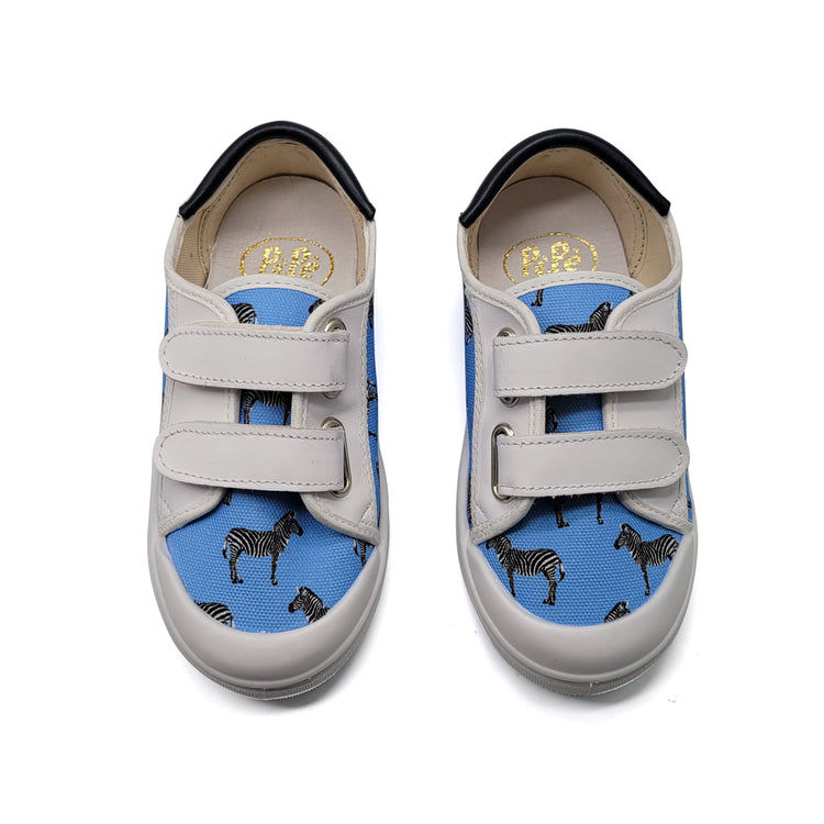 Pepe' Blue Zebra Velcro Sneaker 075