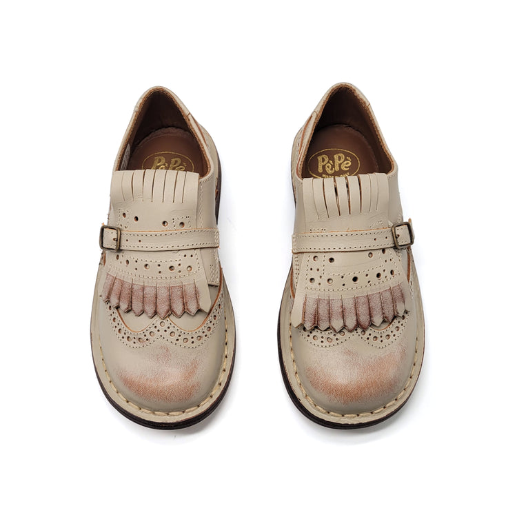 Pepe Brushed Beige Fringe Vintage Dress Shoe S1012