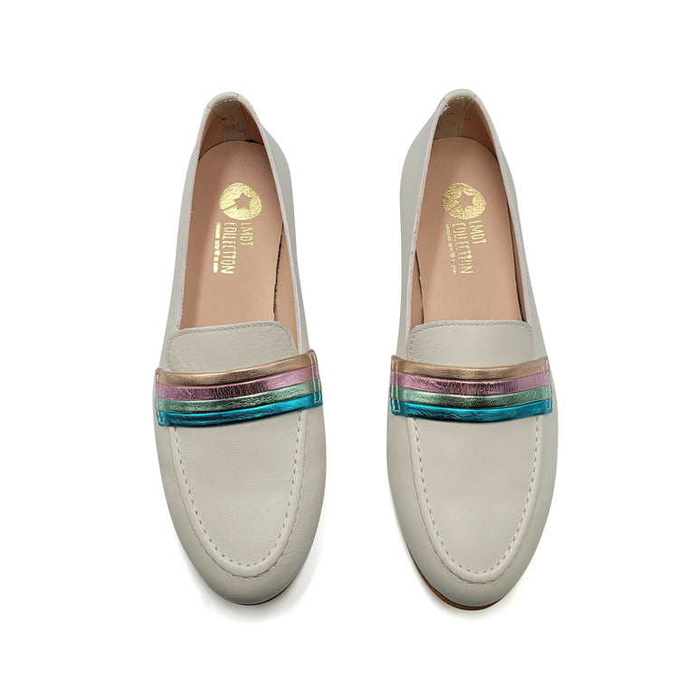 LMDI Off White Rainbow Slip on Loafer