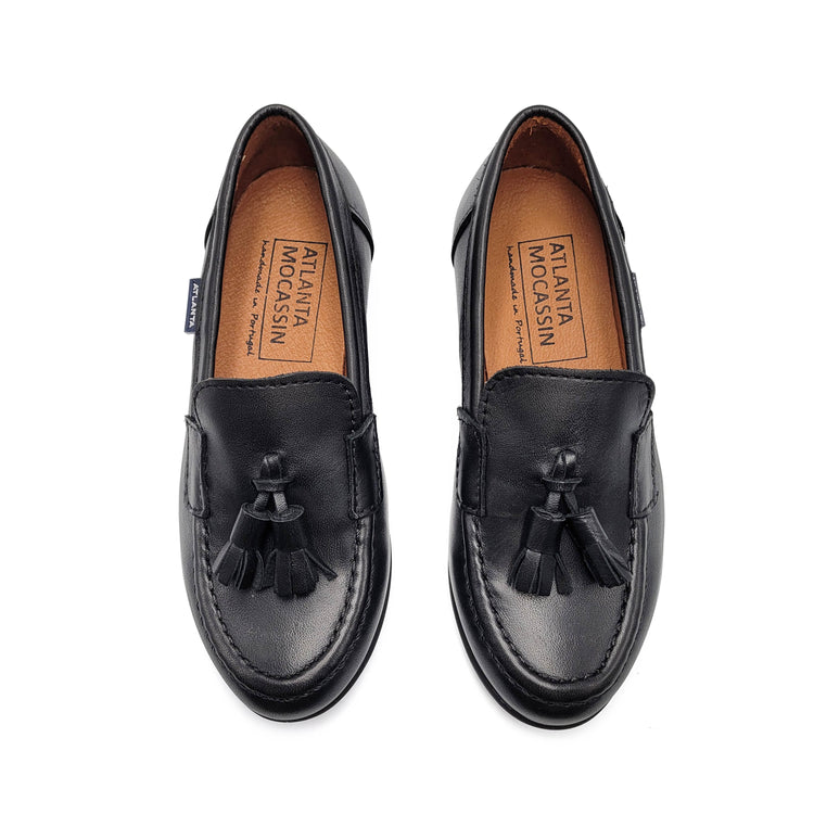 Atlanta Mocassin Black Tassel Loafer 19014