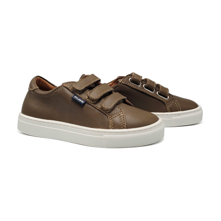 Atlanta Mocassin Taupe 3 Strap Velcro Sneaker 523