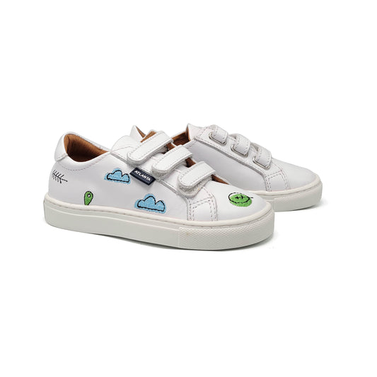 Atlanta Mocassin White Camper 3 Strap Velcro Sneaker 523