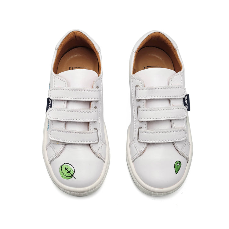 Atlanta Mocassin White Camper 3 Strap Velcro Sneaker 523