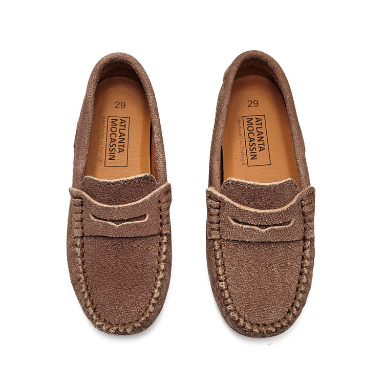 Atlanta Mocassin Taupe Twill Penny Loafer 032