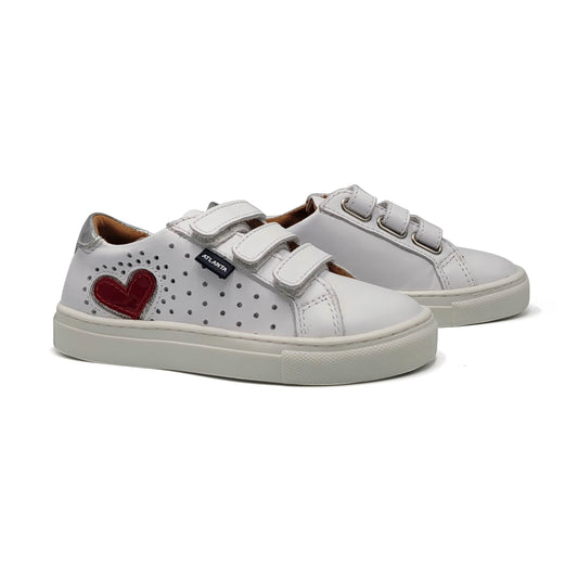 Atlanta Mocassin Silver Red Heart 3 Strap Velcro Sneaker 523