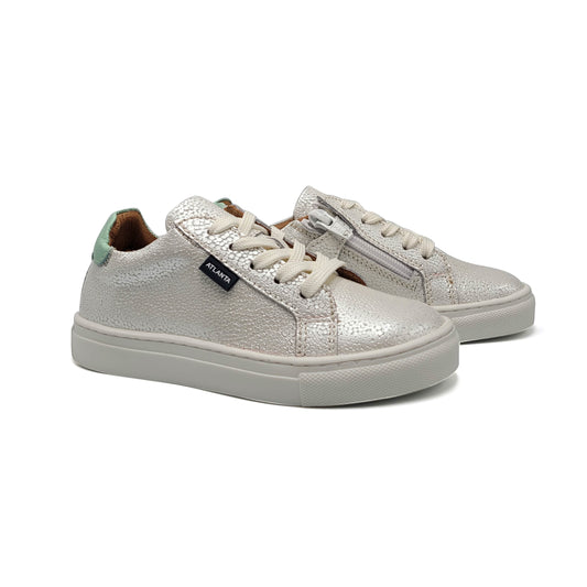 Atlanta Mocassin White Shimmer Cracked Sneaker 103