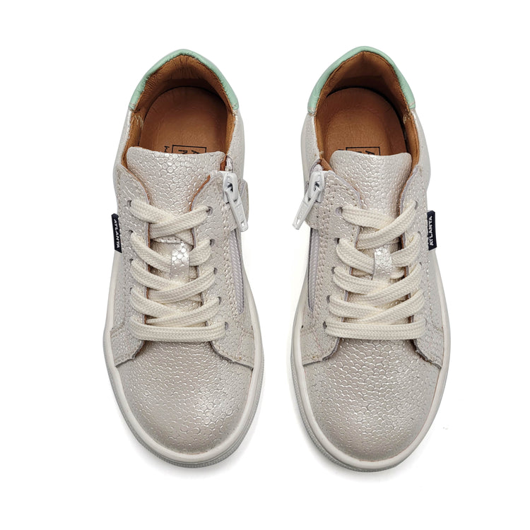 Atlanta Mocassin White Shimmer Cracked Sneaker 103