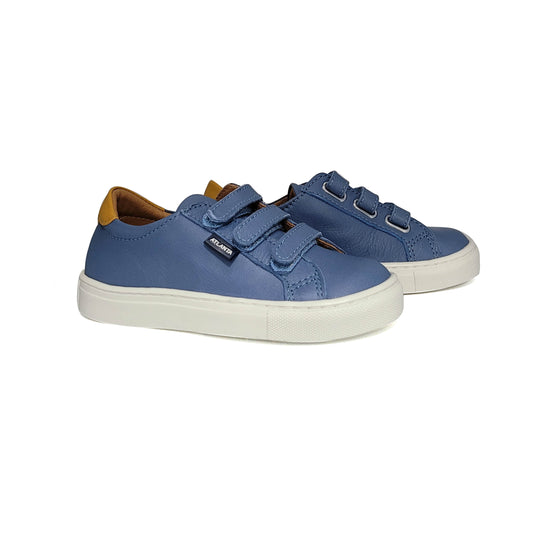 Atlanta Mocassin Blue Denim 3 Strap Velcro Sneaker 523