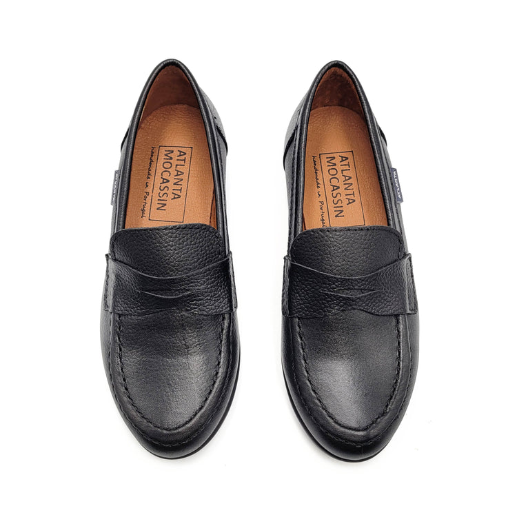 Atlanta Mocassin Black Grain Penny Loafer 19014