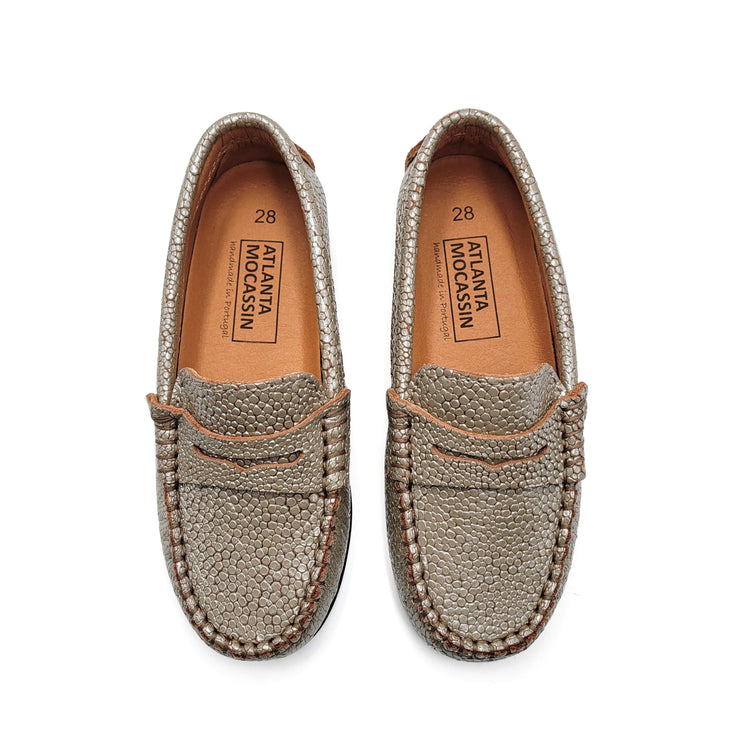 Atlanta Mocassin Taupe Metallic Penny Loafer 032