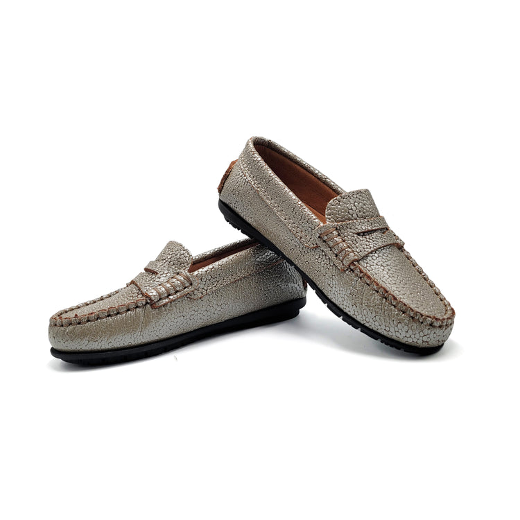 Atlanta Mocassin Taupe Metallic Penny Loafer 032