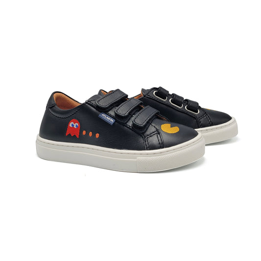 Atlanta Mocassin Black Pacman 3 Strap Velcro Sneaker 523