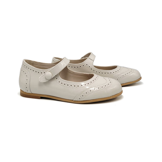 LMDI Doll Ivory Patent Leather Wingtip Mary Jane