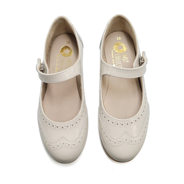 LMDI Doll Ivory Patent Leather Wingtip Mary Jane