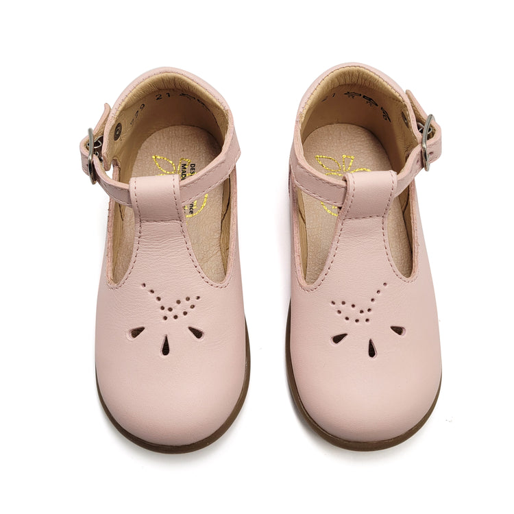 Pom D'Api Stand Up Powder Pink T Strap Baby Shoe