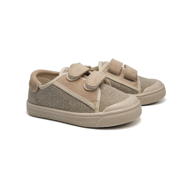 Pepe' Taupe Linen Velcro Sneaker 075