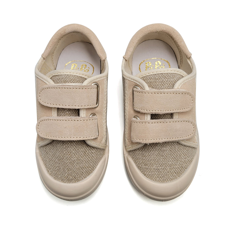 Pepe' Taupe Linen Velcro Sneaker 075