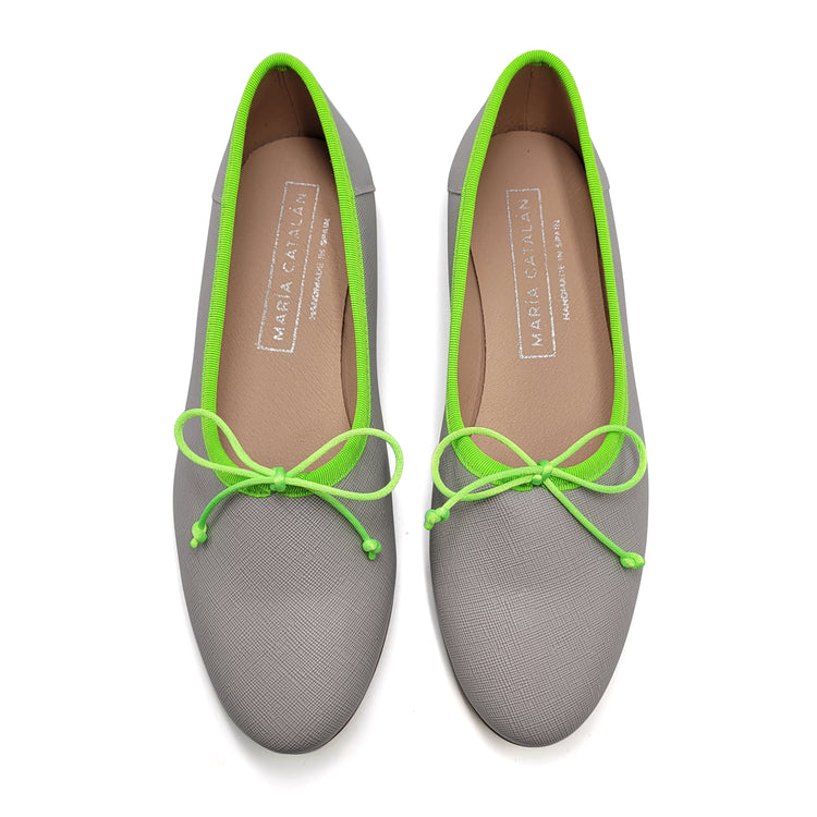 Maria Catalan Grey Green Ballet Flat 600713