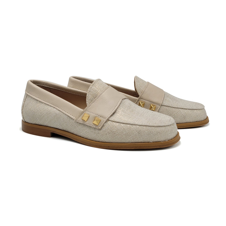 Blublonc Holly Gold Linen Loafer