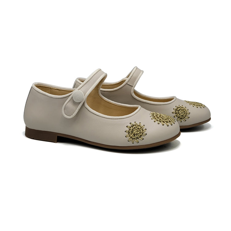 Andanines Beige Flower Mary Jane 241550