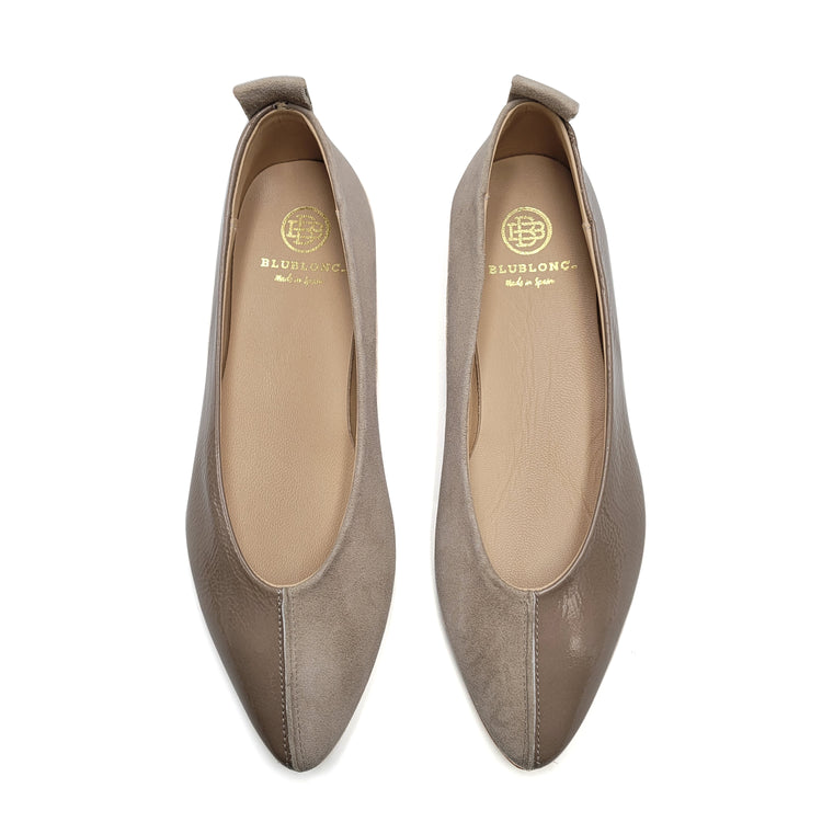 Blublonc Manda Taupe Combo Pointed Ballet Flat