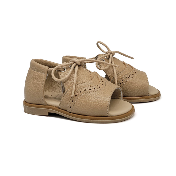 Manuela De Juan Taupe Pebbled Baby Sandal S3122