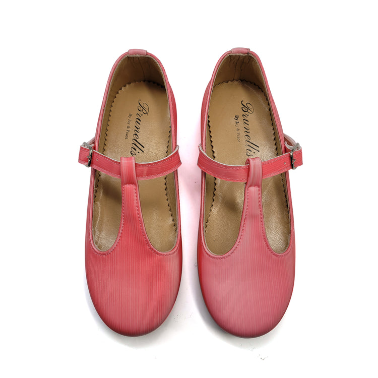 Brunellis Sunkist Coral T-Strap Mary Jane J143