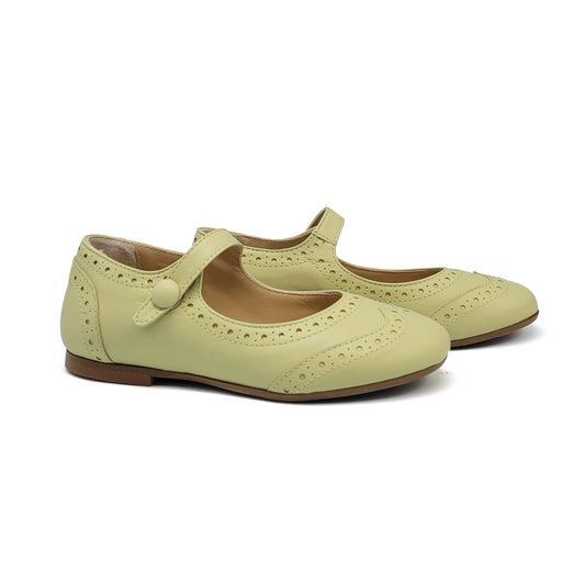 Brunellis Pear Green Wingtip Mary Jane S24