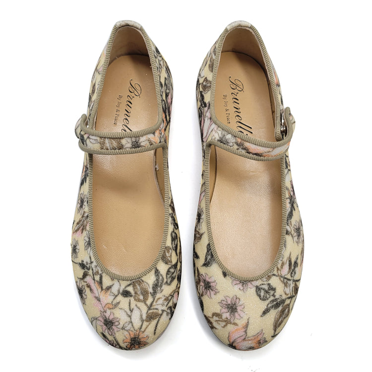 Brunellis Sage Floral Shimmer Mary Jane S-21