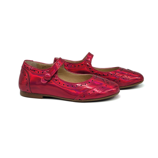 Brunellis Raspberry Iridescent Wingtip Mary Jane S24