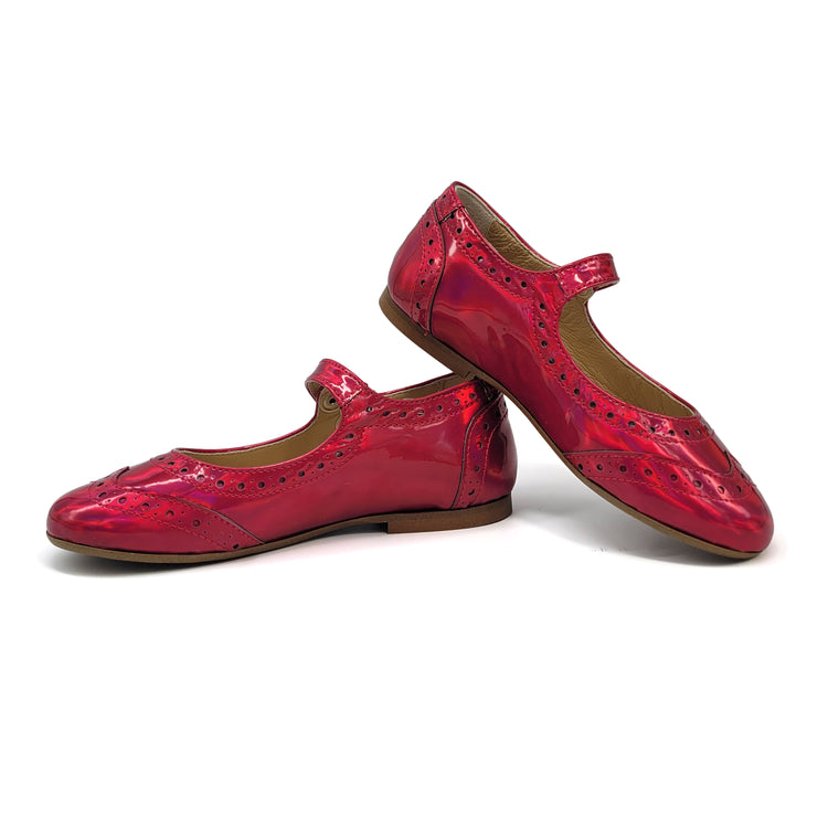 Brunellis Raspberry Iridescent Wingtip Mary Jane S24