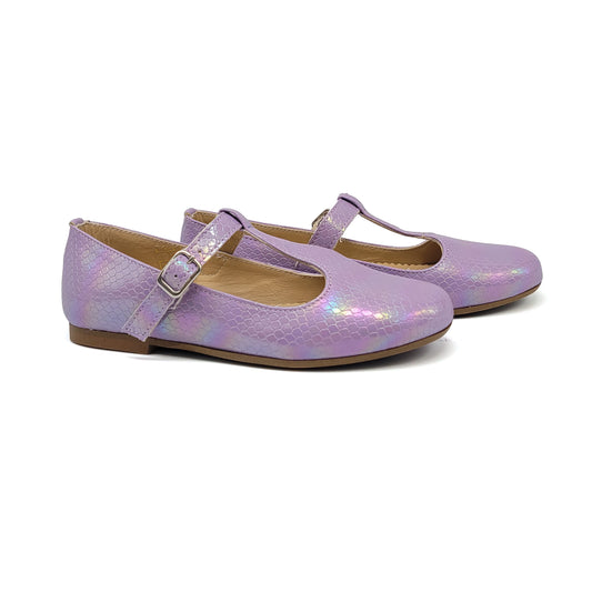 Brunellis Purple Iridescent T-Strap Mary Jane J143