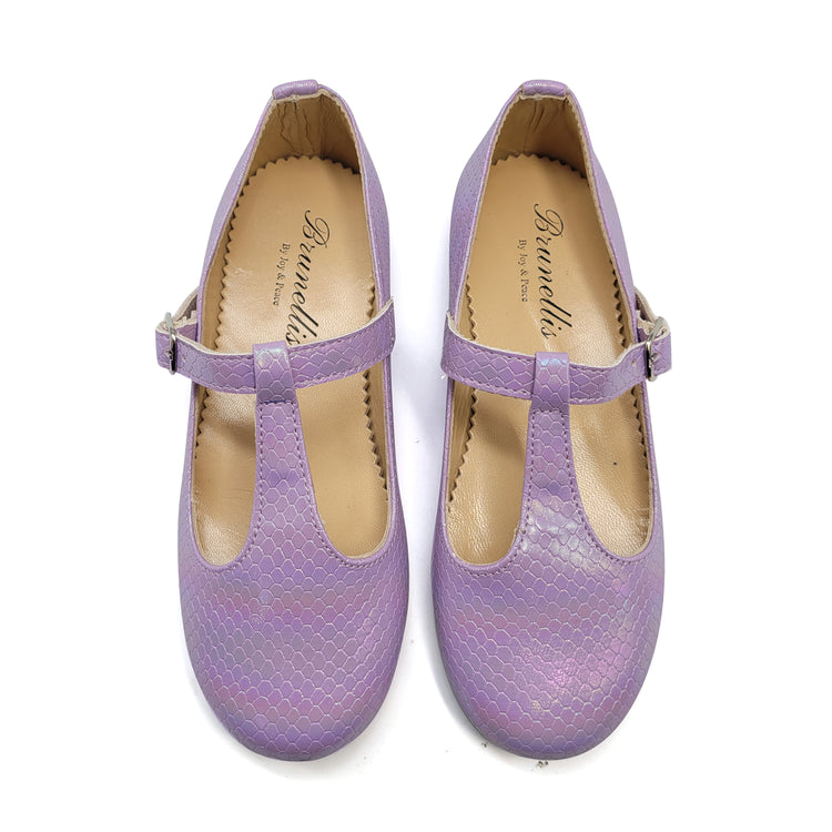 Brunellis Purple Iridescent T-Strap Mary Jane J143