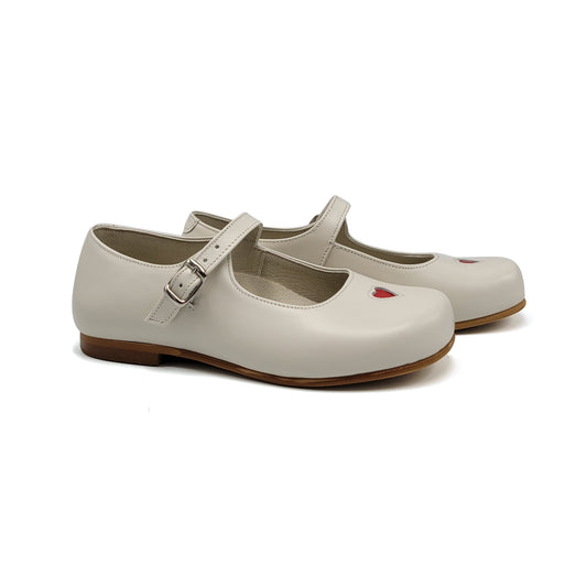 Sonatina Tracey Ivory Red Heart Cutout Mary Jane