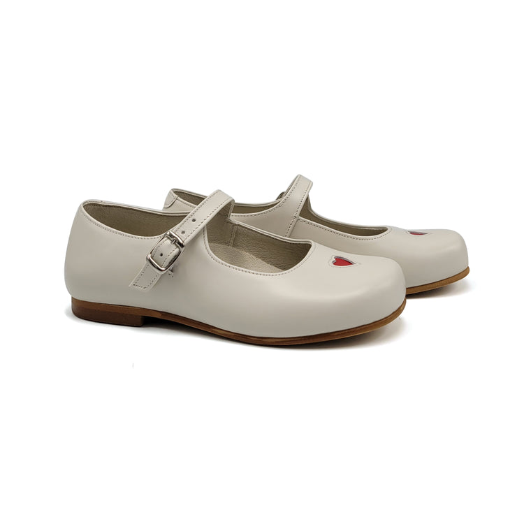 Sonatina Tracey Ivory Red Heart Cutout Mary Jane