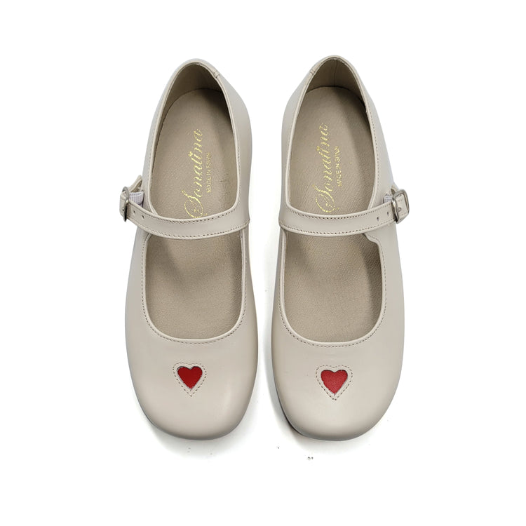 Sonatina Tracey Ivory Red Heart Cutout Mary Jane