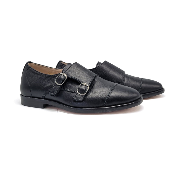 Hoo Black Velcro Monk Strap Dress Shoe 2278Y