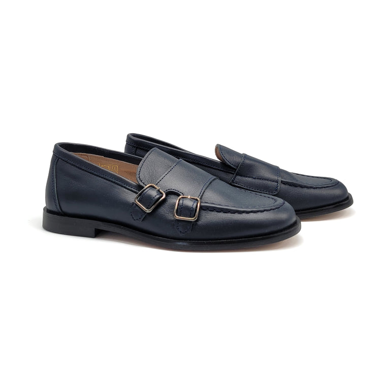 HOO Navy Double Buckle Slip on 2324