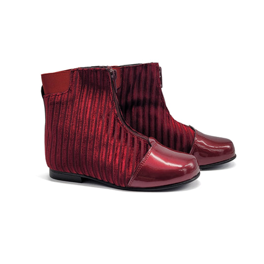 Geppettos Burgundy Striped Front Zip Bootie 136722F