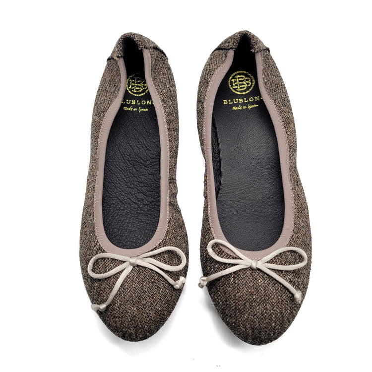 Blublonc Luisa Ashy Taupe Flannel Ballet Flat