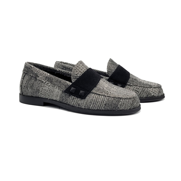 Blublonc Holly Black & White Tweed Loafer