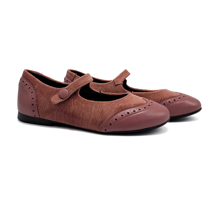 Brunellis Mauve Velvet Wingtip Mary Jane S-24